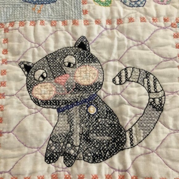 Handmade Cross Stich Baby Quilt #713-3 - Picture 3 of 8